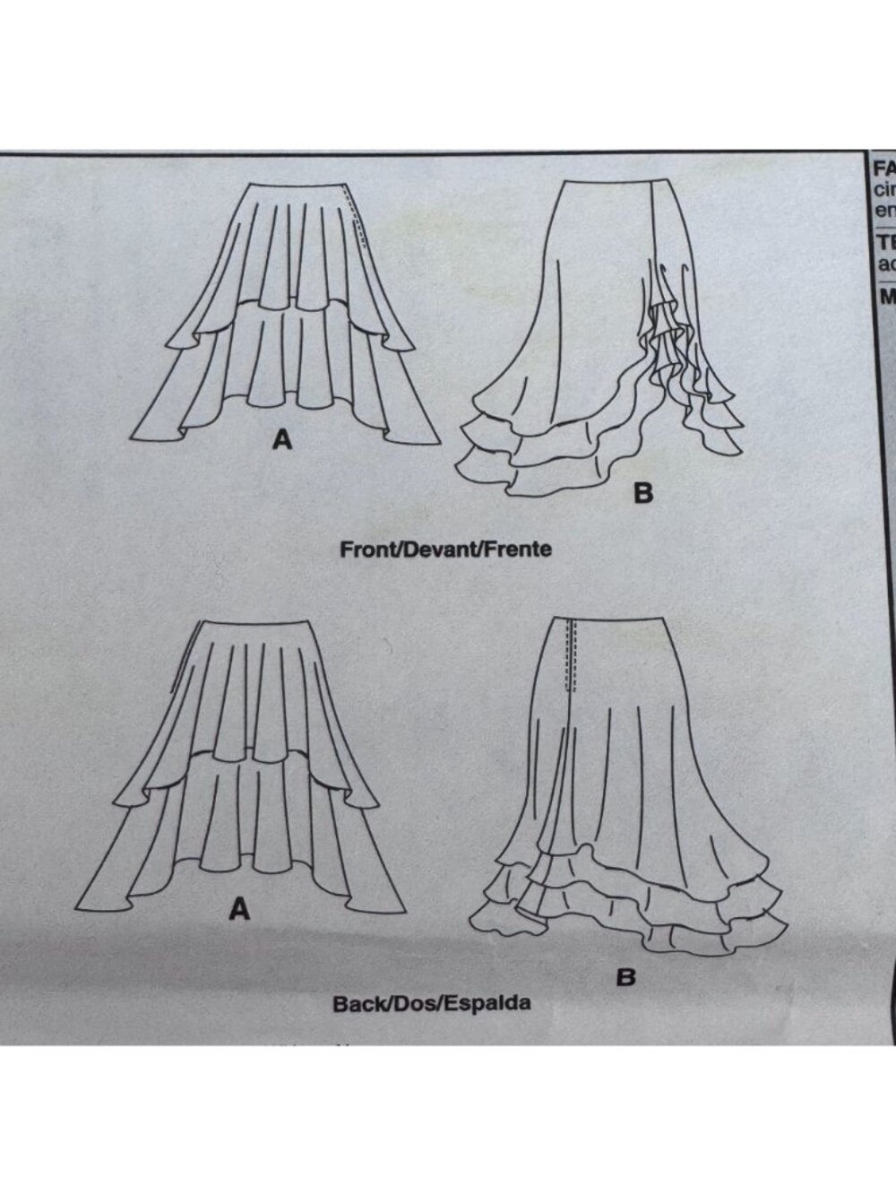 McCalls Sewing Pattern M4594 Y2K Flowy Skirt Ruffle Hem Boho Chic 4-10 Uncut - Picture 8 of 12